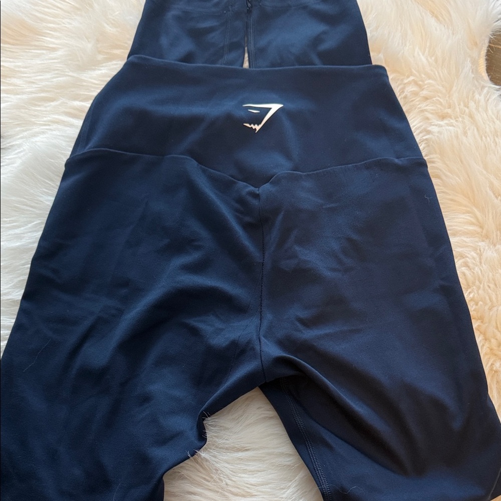 Navy Blue High-Waisted Leggings gym shark leggings